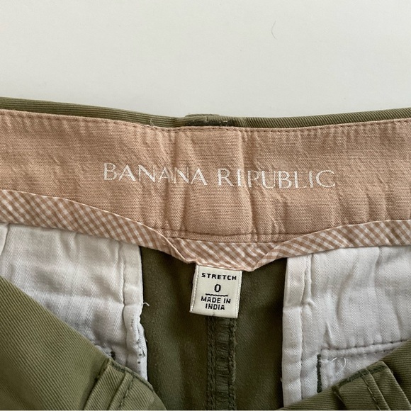Banana Republic Roll Up Chino Short Sz 0 Olive Green Weekender Preppy - Picture 3 of 12